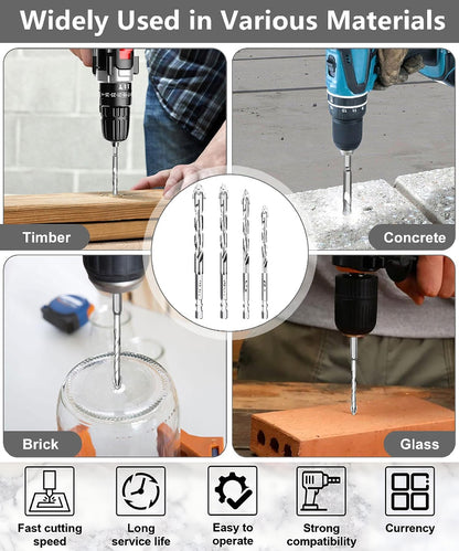 【6+8+10+12mm】Noul burghiu din oțel excentric din tungsten cu patru tăișuri, potrivit pentru găurirea uscată a plăcilor, betonului, marmurei și sticlei  3859423