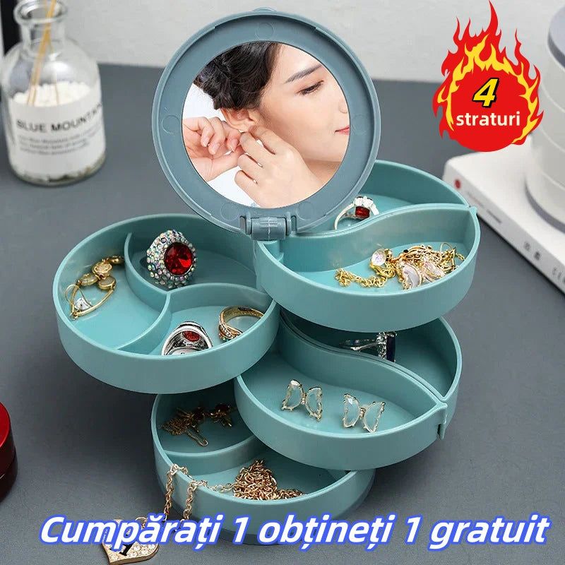 【Cumpărați 1 obțineți 1 gratuit】🔥Vânzare pe timp limitat🔥 2025 Cutie de depozitare rotativă pentru bijuterii cu 4 straturi （🎁🎁Livrare gratuită）