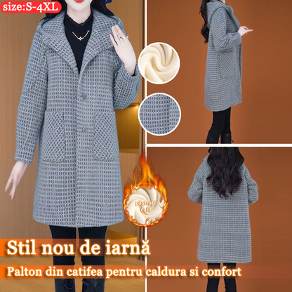 【M-4XL】Palton nou de lână îngroșat pentru toamnă și iarnă, la modă, care slăbește și acoperă carnea