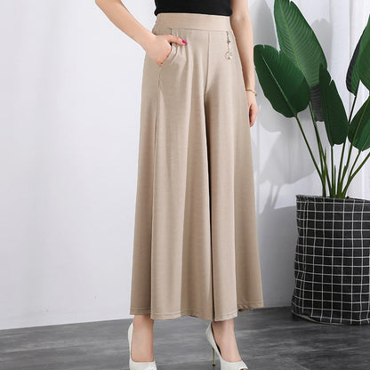 ❤️【M-5XL】2025 Pantaloni noi de dama de vară picioare late mătase de gheață până la glezne  3911940