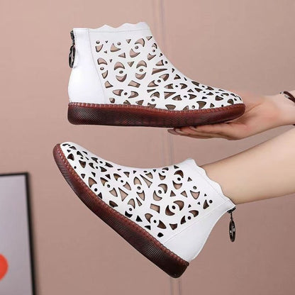 👡【35-42】2025 Noi pantofi casual din piele moale Hollow Out Flat