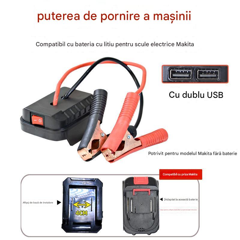 🚗🧰Convertor multifuncțional pentru pornire de urgență a bateriei auto【(interfață USB dublă)】