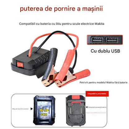 🚗🧰Convertor multifuncțional pentru pornire de urgență a bateriei auto【(interfață USB dublă)】