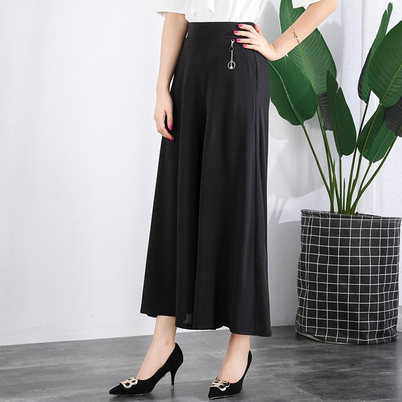 ❤️【M-5XL】2025 Pantaloni noi de dama de vară picioare late mătase de gheață până la glezne  3911940